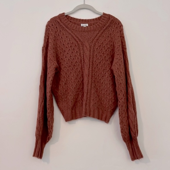 Love, Fire Cable Knit Ballon Sleeve Sweater - Picture 2 of 9